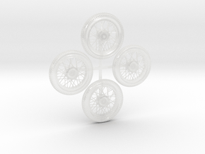Dirt Bike motorcycle wheel set 1:25 in Clear Ultra Fine Detail Plastic