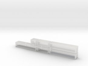 Cargo shipping containers x6 set in Clear Ultra Fine Detail Plastic: 6mm
