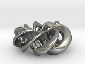 Torus Ribbon (small) Pendant in Cast Metals in Natural Silver