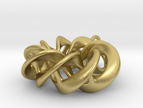 Torus Ribbon (small) Pendant in Cast Metals in Natural Brass