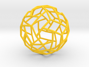 Interwoven icosidodecahedron in Yellow Smooth Versatile Plastic