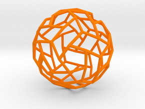 Interwoven icosidodecahedron in Orange Smooth Versatile Plastic
