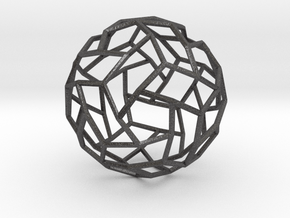 Interwoven icosidodecahedron in Dark Gray PA12 Glass Beads