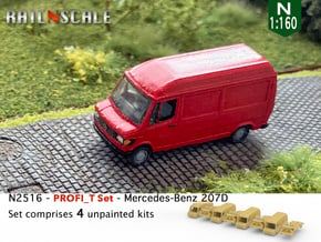 PROFI_T Set: 4x Mercedes-Benz 207D Lang-Hoch (N) in Tan Fine Detail Plastic