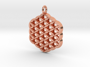Flower of life squared Pendant in Polished Copper