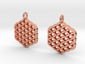 Flower of life squared Earrings in Polished Copper