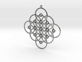 Seed of Life squared Pendant in Polished Silver