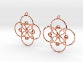 Seed of Life squared  Earrings in Polished Copper
