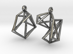 Trussed Earrings in Polished Silver