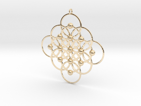 Seed of Life squared Pendant in 14K Yellow Gold