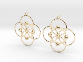Seed of Life squared  Earrings in 14K Yellow Gold