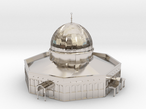 Al-Aqsa Mosque Dome of Rock masjid -SMALL in Rhodium Plated Brass