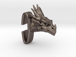 Dragon_Croc_Strap_Charm in Polished Bronzed-Silver Steel