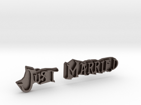 JUST MARRIED in Polished Bronzed-Silver Steel