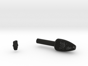 Textured Conical Pen Grip - medium with button in Black Smooth Versatile Plastic