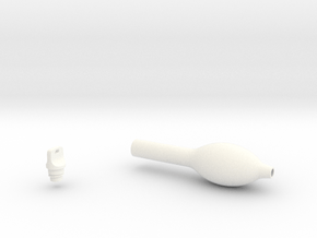 Smooth Bulb Pen Grip - small with button in White Smooth Versatile Plastic