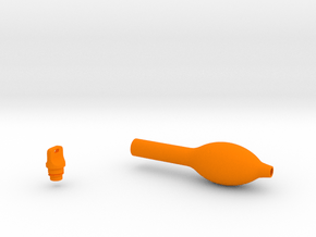 Smooth Bulb Pen Grip - small with button in Orange Smooth Versatile Plastic