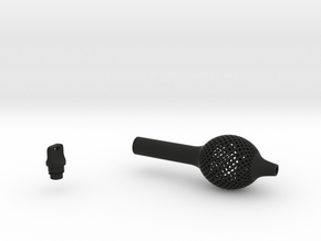 Textured Bulb Pen Grip - medium with button in Black Smooth Versatile Plastic