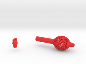 Textured Bulb Pen Grip - medium with button in Red Smooth Versatile Plastic