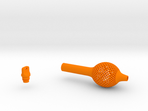 Textured Bulb Pen Grip - medium with button in Orange Smooth Versatile Plastic