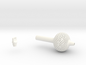 Textured Bulb Pen Grip - large with button in White Smooth Versatile Plastic