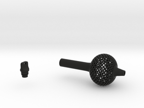 Textured Bulb Pen Grip - large with button in Black Smooth Versatile Plastic