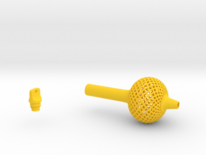 Textured Bulb Pen Grip - large with button in Yellow Smooth Versatile Plastic