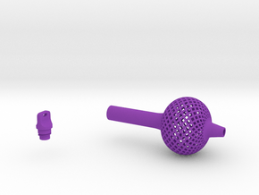 Textured Bulb Pen Grip - large with button in Purple Smooth Versatile Plastic