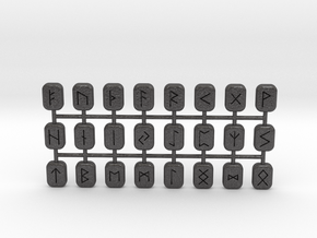 Miniature Rune Set in Dark Gray PA12 Glass Beads