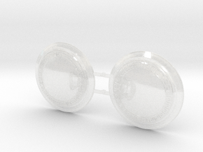 Greek Circle - Round Power Shields (L&R) in Clear Ultra Fine Detail Plastic: Small