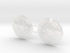 Triskelion 2 - Round Power Shields (L&R) in Clear Ultra Fine Detail Plastic: Small
