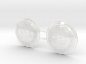 Winged Horse - Round Power Shields (L&R) in Clear Ultra Fine Detail Plastic: Small