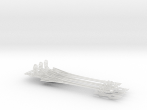 Eldar Glimmer Lances: Set 4 in Clear Ultra Fine Detail Plastic: Small