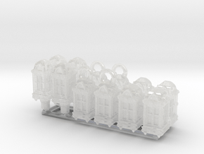 Ship Lanterns: 3 Ways (17 x 6 x 6mm) in Clear Ultra Fine Detail Plastic: Small