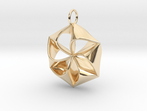 Pinwheel Pendant in Cast Metals in 14k Gold Plated Brass
