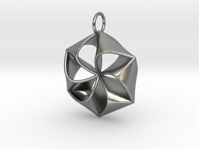 Pinwheel Pendant in Cast Metals in Natural Silver
