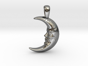 Moon Pendant in Polished Silver