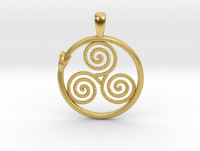 Triskelion with Ouroboros Pendant in Polished Brass