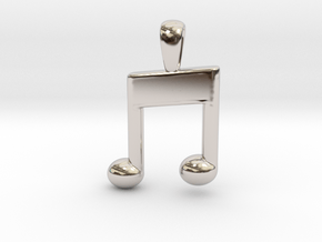 Music Note Pendant in Rhodium Plated Brass
