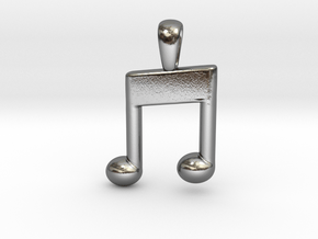 Music Note Pendant in Polished Silver