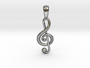 Treble Clef Pendant in Polished Silver