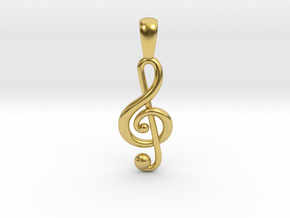 Treble Clef Pendant in Polished Brass