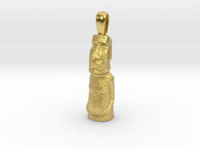 Moai Pendant in Polished Brass