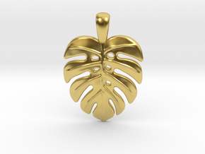 Monstera Leaf Pendant in Polished Brass