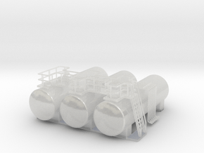 N Scale Tank Farm 3 tanks in Clear Ultra Fine Detail Plastic