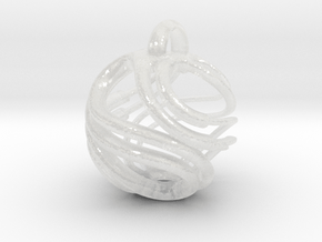 Swirl Earring and/or Pendant  in Clear Ultra Fine Detail Plastic: Large