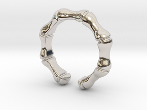 Bamboo ring - Large model in Rhodium Plated Brass