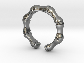 Bamboo ring - Large model in Polished Silver