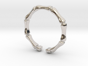 Bamboo ring - Thin model in Rhodium Plated Brass