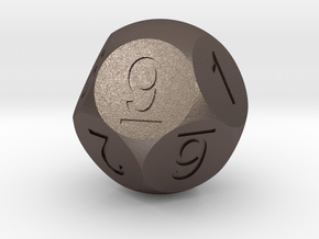 D10 5-fold Sphere Dice in Polished Bronzed Silver Steel